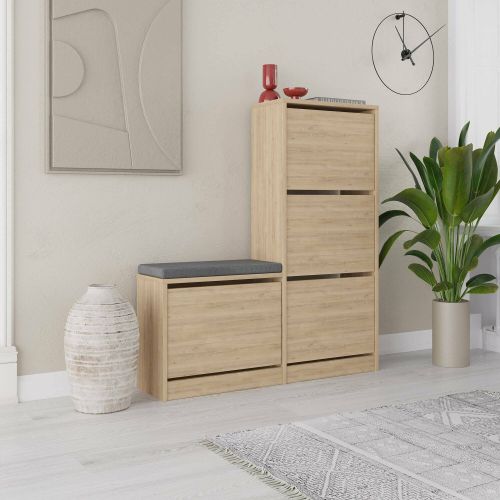 Scarpiera Marrone Rovere 8 Paia 2 Ante 105x26x119h cm, 8 Vani - Velma