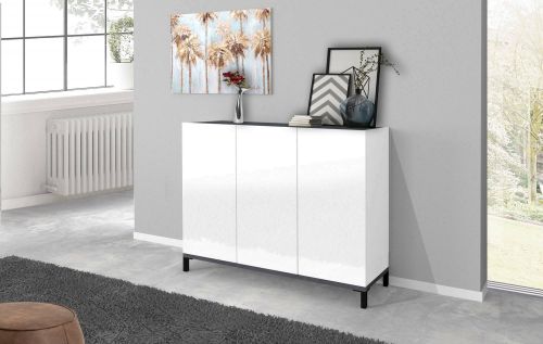 Scarpiera Modesta, cm 120x40h80, Bianco lucido e Ardesia