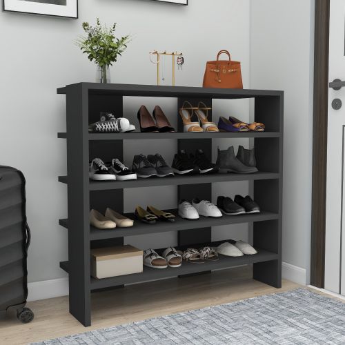 Scarpiera Nero 16 Paia 5 Ripiani 76x31x72h cm, 4 Vani - Offida