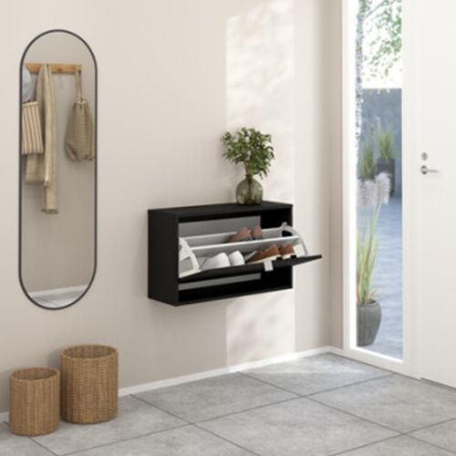Scarpiera Nero Colore Ante Nero 70.3x24.05x41.8h cm, - Ordona