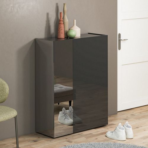 Scarpiera Nero Lucido Trasparente 5 Ripiani 20 Paia 60x40x190h cm, 6 Vani - Zumaglia
