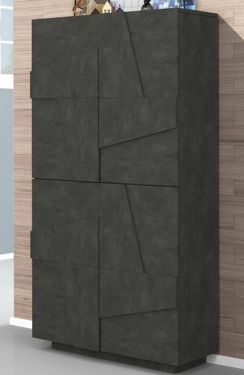 Scarpiera Orfeo, Mobile multiuso a 4 ante battenti, Portascarpe da ingresso, 100% Made in Italy, cm 81x38h167, Ardesia