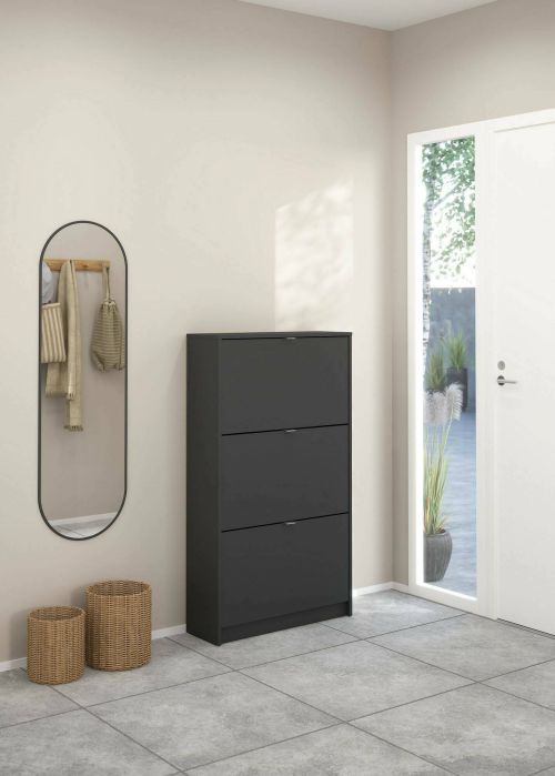 Scarpiera Paris, Mobile portascarpe, Armadio da ingresso multiuso, Mobiletto per calzature, 24x70 h124 cm, Grigio