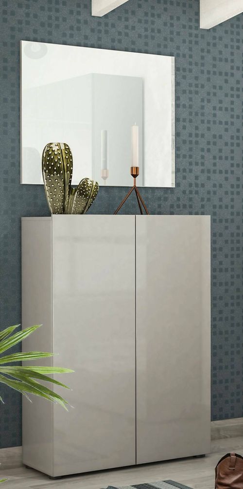 Scarpiera Witbank, Mobile portascarpe, Armadio da ingresso multiuso, Mobiletto per calzature, Made in Italy, 80x34h115 cm, Grigio