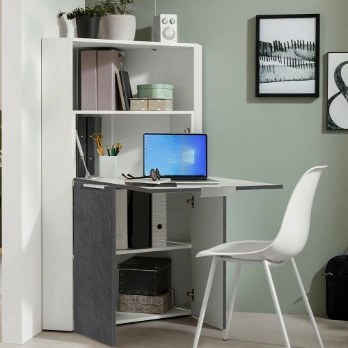 Scrivania angolare ardesia 70x57cm con libreria - Akiro