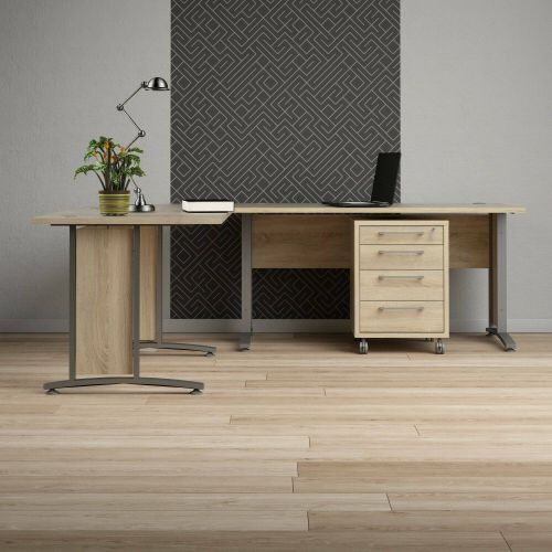 Scrivania angolare grigia e quercia 230x200cm in legno - Agerato