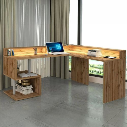 Scrivania angolare rovere 180x93cm con supporto computer - Adelma