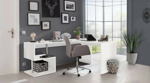 Scrivania Antonino, Scrittoio lineare porta PC, Tavolo multiuso per ufficio, Scrivania salvaspazio, 100% Made in Italy, cm 160x60h78, Bianco lucido