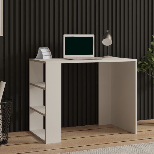 Scrivania Beige 3 Ripiani 3 Vani 90x50x70h cm, con Libreria - Torrile