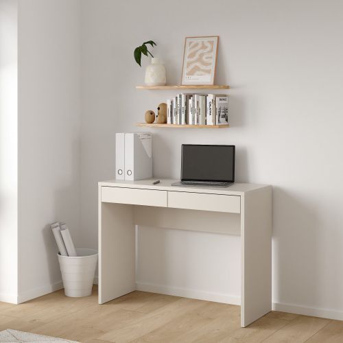 Scrivania Beige Cashmere 2 Cassetti un Ripiano 100x40x77h cm, Sfumatura Colore Struttura Cashmere - Acero