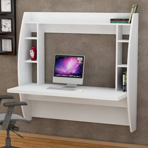 Scrivania Bianco 6 Ripiani Un'anta 124x55x120h cm, 6 Vani - Buronzo