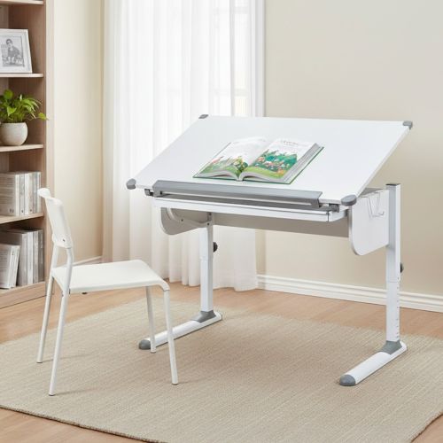 Scrivania Bianco Bianco Materiale Piano in Metallo Colore Ripiano Bianco 110x55x68h cm, Sfumatura Colore Struttura Bianco - Cardeto