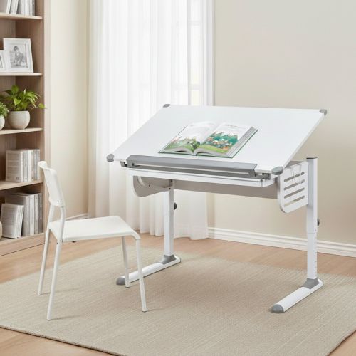 Scrivania Bianco Materiale Piano in Legno Nobilitato Colore Ripiano Bianco 110x55x68h cm, - Saiano