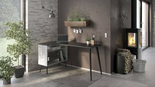 Scrivania Clarisse, Scrittoio multiuso, Tavolo per ufficio porta PC, Piano di lavoro, 145x81 h76 cm, Bianco e Nero