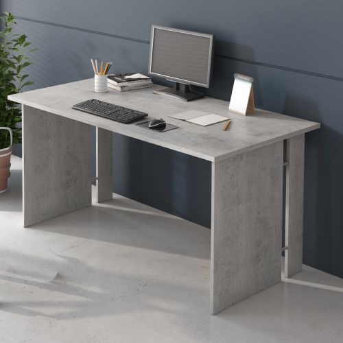Scrivania Grigio Cemento Modulabile Fori Passacavi 150x78.2x75h cm, Colore Ripiano Grigio - Zibello