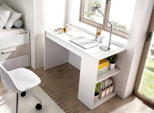 Scrivania Grigna, Scrittoio multiuso, Tavolo per ufficio porta PC, Piano di lavoro, 115x50 h74 cm, Bianco