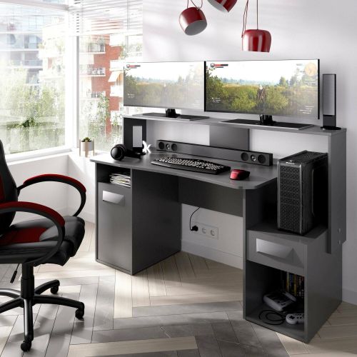 Scrivania lineare antracite 154x69cm in legno - Albertino