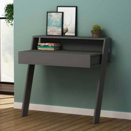 Scrivania lineare antracite 94x50cm con 1 cassetto - Vittone