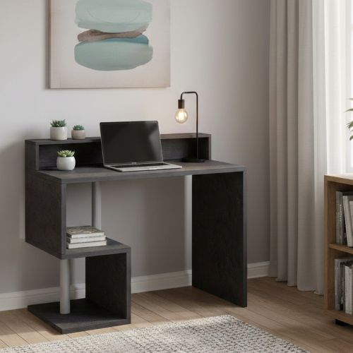 Scrivania lineare ardesia 100x50cm con porta pc - Eva