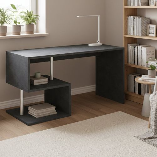 Scrivania lineare ardesia 140x60cm con supporto pc - Atemis