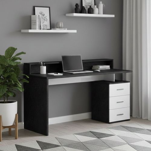 Scrivania lineare ardesia 160x90cm con 3 cassetti - Bardi