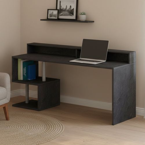 Scrivania lineare ardesia 180x60cm con porta pc - Aurigo