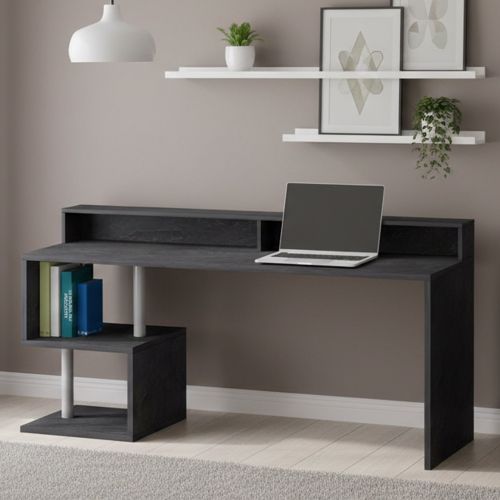Scrivania lineare ardesia 180x60cm con supporto computer - Arre