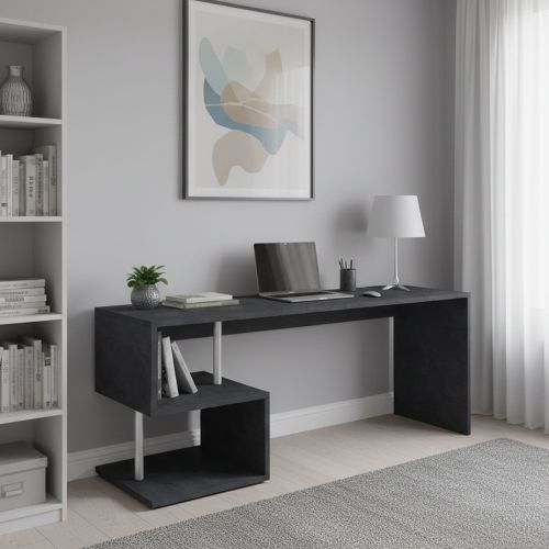 Scrivania lineare ardesia 180x60cm con supporto pc - Poseidone