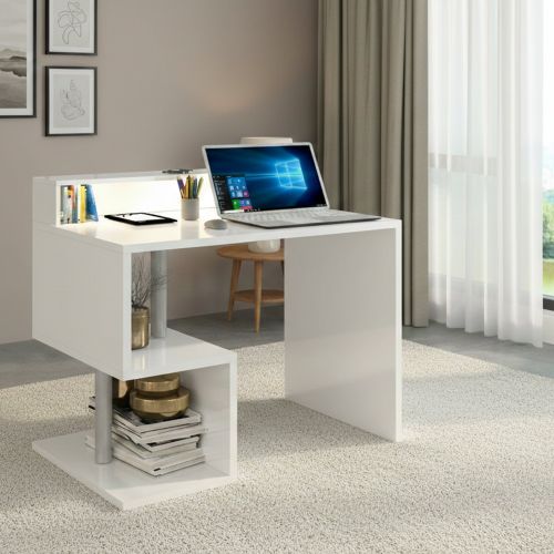 Scrivania lineare bianca 100x50cm con supporto computer - Giusy