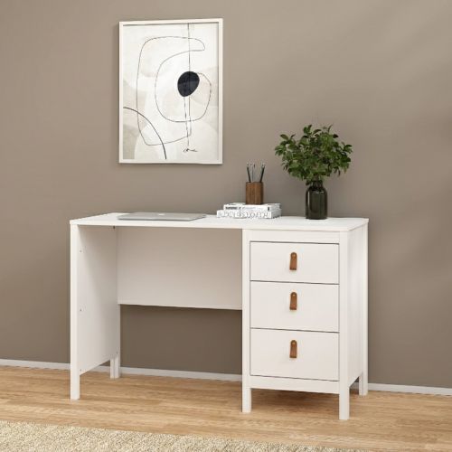 Scrivania lineare bianca 120x48cm con 3 cassetti - Murjan
