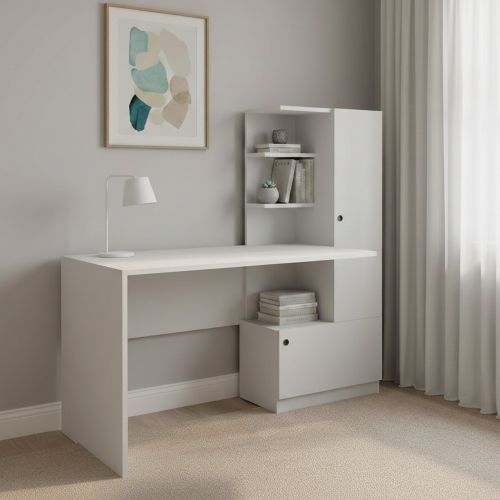 Scrivania lineare bianca 120x61cm con 1 cassetto - Kimberly