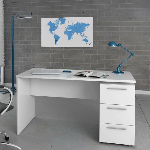 Scrivania lineare bianca 138x60cm con in legno - Alimet