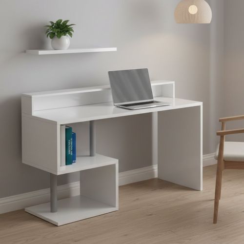 Scrivania lineare bianca 140x60cm con porta pc - Kobenhavn