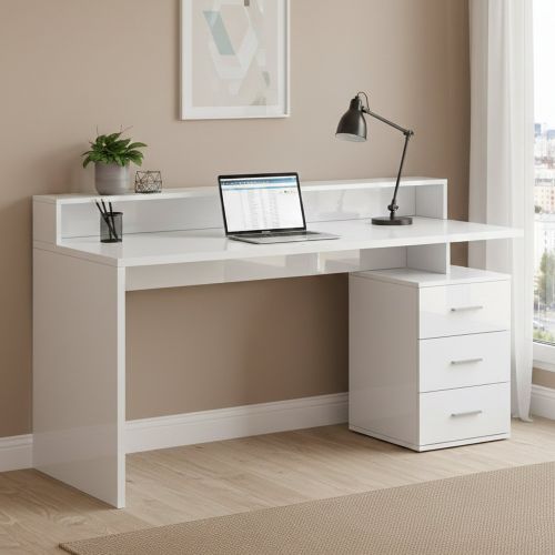 Scrivania lineare bianca 160x60cm in legno - Flaminia