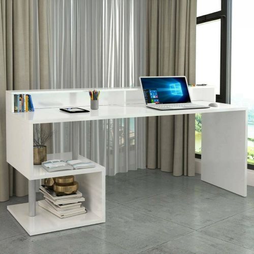 Scrivania lineare bianca 180x60cm con porta pc - Aurigo