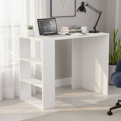 Scrivania lineare bianca 90x40cm con libreria - Riad