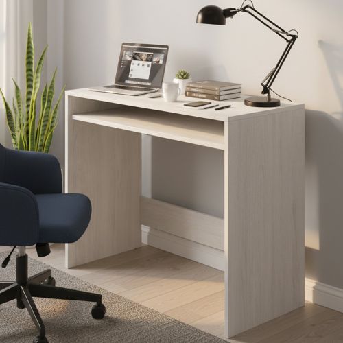 Scrivania lineare bianca anticato 79x43cm con supporto computer - Acu