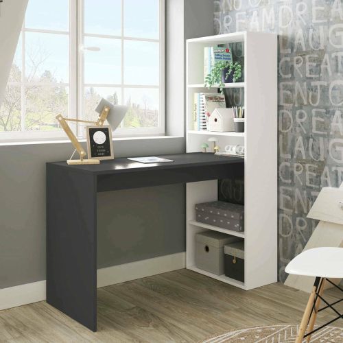 Scrivania lineare bianca e antracite 120x53cm con libreria - Ali