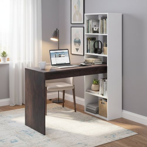 Scrivania lineare bianca e ossido 120x53cm con libreria - Ali