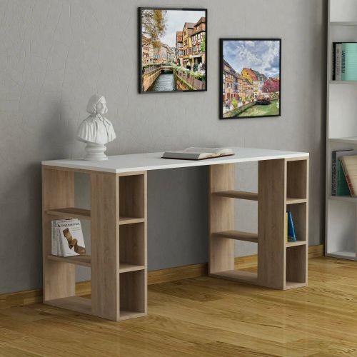 Scrivania lineare bianca e quercia 140x60cm - Sulpice