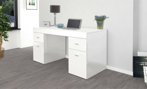 Scrivania lineare bianca lucida 130x60cm con 1 cassetto - Aladdin