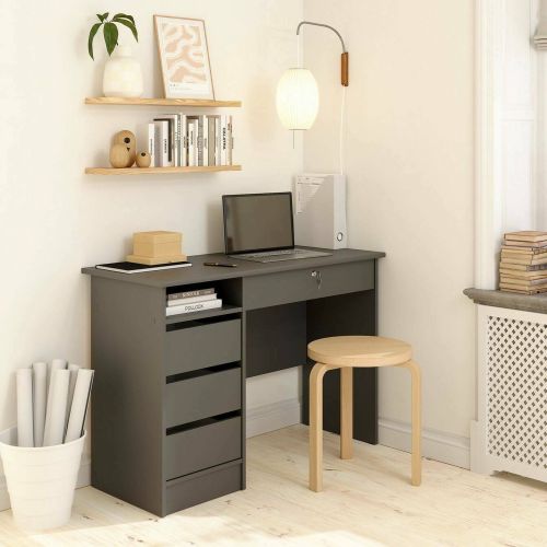 Scrivania lineare grigia 109x48cm con 3 cassetti - Franklin