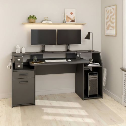 Scrivania lineare grigia 171x62cm con 1 cassetto - Zennithor