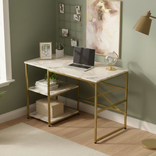 Scrivania lineare grigia e oro 120x60cm - Giusto