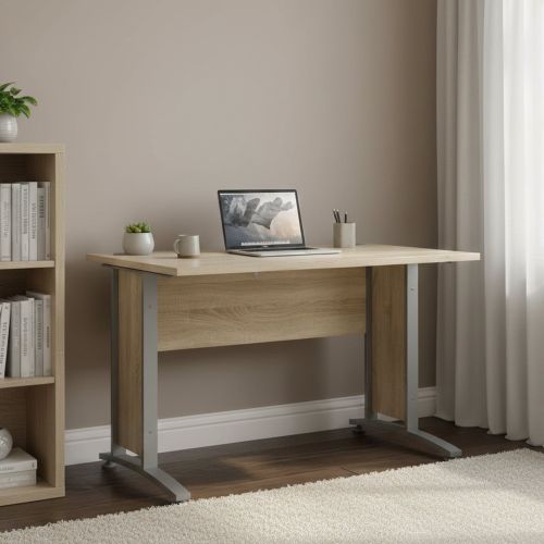 Scrivania lineare grigia e quercia 120x80cm in legno - Amigos