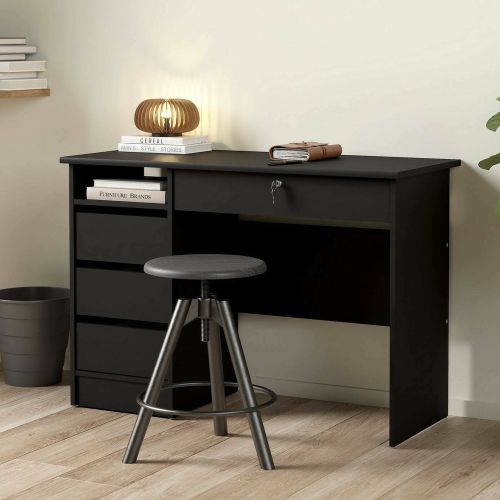 Scrivania lineare nera 109x48cm con 3 cassetti - Franklin