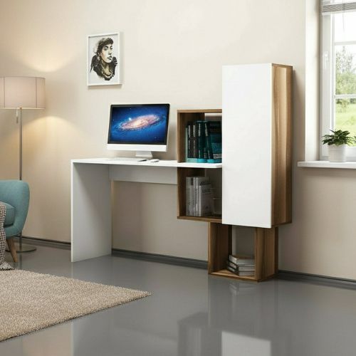 Scrivania lineare noce e bianca 145x45cm - Baselice