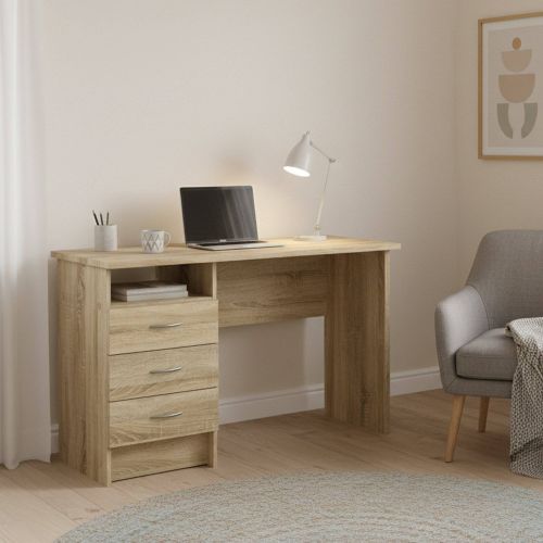 Scrivania lineare quercia 120x48cm con 3 cassetti - Andre