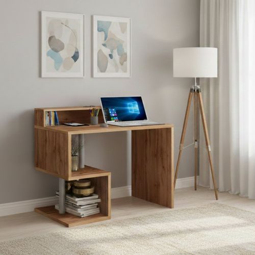 Scrivania lineare rovere 100x50cm con porta pc - Eva