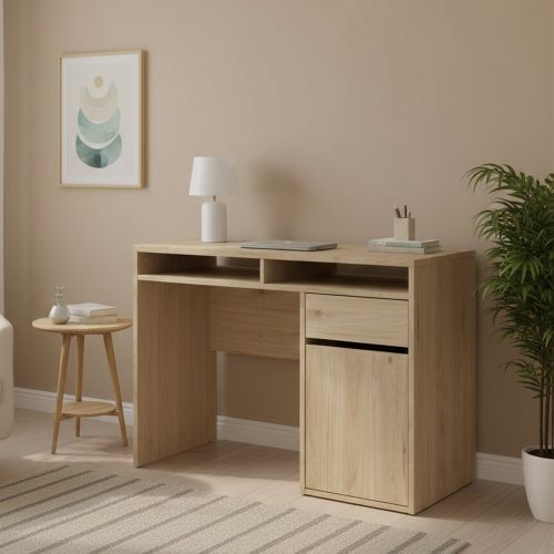 Scrivania lineare rovere 110x48cm con 1 cassetto - Abbadu
